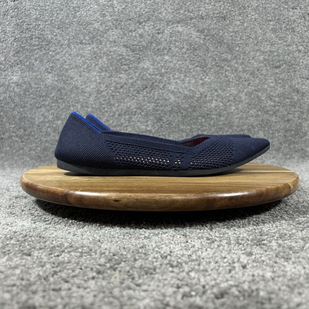 Rothy’s The Point Maritime Women’s 8 Navy Blue Lattice Stitch Pointed Toe Flats - Picture 6 of 12